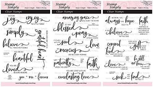 Stamp Simply Clear Stamps Scripture Sentiments Farmhouse Trio Words of Encouragement Christian Religious (3-Pack) 4x6 Inch Sheets - 25 Pieces