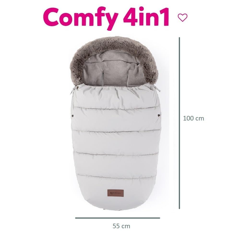 Petite&Mars COMFY - Sacco termico 4 in 1 per passeggino, invernale, caldo, impermeabile, antivento (Champagne Shower)