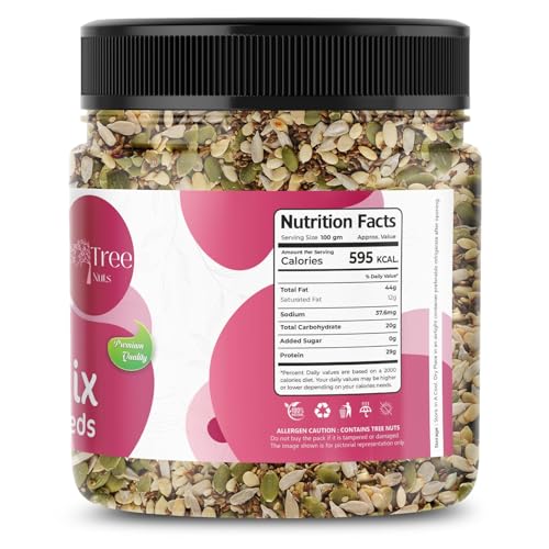 Image of TREE NUTS Mix Seeds 200GM each Edible Seed I Healthy Diet Snacks, omega-3s,dietary fiber | Chia,Pumpkin,Flax,Watermelon and Sunflower Seeds.