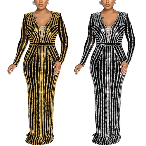 Image of Nagfar Women Rhinestone Sequin Birthday Party Sexy New Year Formal Dress