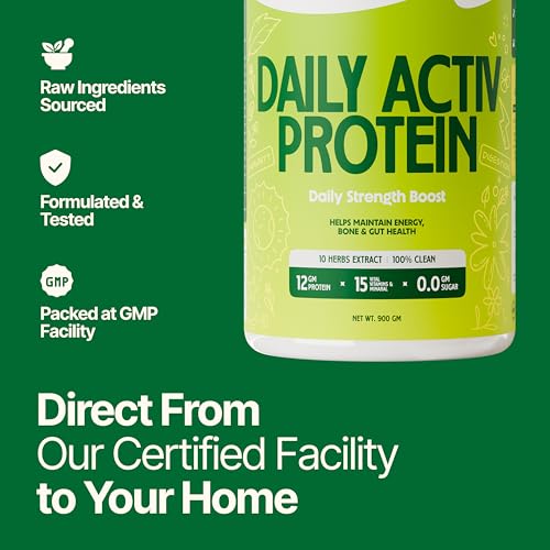 Image of MYHERB Daily Active | 36gm Protein (Whey+Pea Protein)|Stamina Supporting Hebrs Tulsi,Amla & 8 Herbs|Supports Everyday Nutrition,Bone Health & Immunity For Women (Chocolate, 900 g (Pack of 1))
