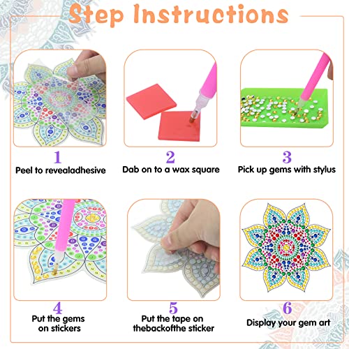 Crazyjan 6 Pcs Diamond Painting Kits For Suncatchers Mandala Art Stained Glass Window Clings, Diy Diamond Art Accessories Adults & Kids Art Craft Supplies Gifts For Girls Women Children #TOP5