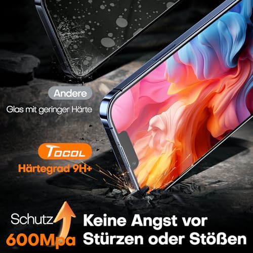 TOCOL für iPhone 13 Pro für Panzerglas, Full Screen Automatische Installation 9H Stoßfest Kratzfest Anti-Fingerabdruck Anti-Bläschen Folie für iPhone 13 Pro 6,1 Zoll, Kompatibel mit Hülle, 2 Stück