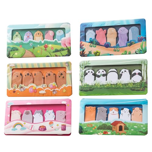 6 Set Haftnotiz Haftnotiz Klein 900 Tragbar Notizblock Haftnotizen Cartoon Selbstklebend Haftstreifen Haftnotizen Tiere Kleine Cartoon Tier Klebezettel Sticky Index Tabs zum Markieren Und Hervorheben