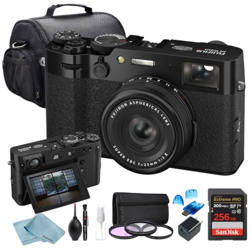 FUJIFILM X100VI Digital Camera Bundle – 256GB SanDisk Extreme Pro, Premium Bag, Pro 3-Piece Filter Set, Card Reader & BluebirdSales Cleaning Kit (Black)