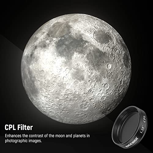 Neewer 1.25 Inches Telescope Moon Filter, Cpl Filter, 5 Color Filters Set(Red, Orange, Yellow, Green, Blue), Eyepieces Filters For Enhancing Definition And Resolution In Lunar Planetary Observation #TOP2