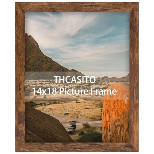 THCASITO Picture Frames 14x18 Brown Poster Frames without Mat for Wall Vertical or Horizontal Decor