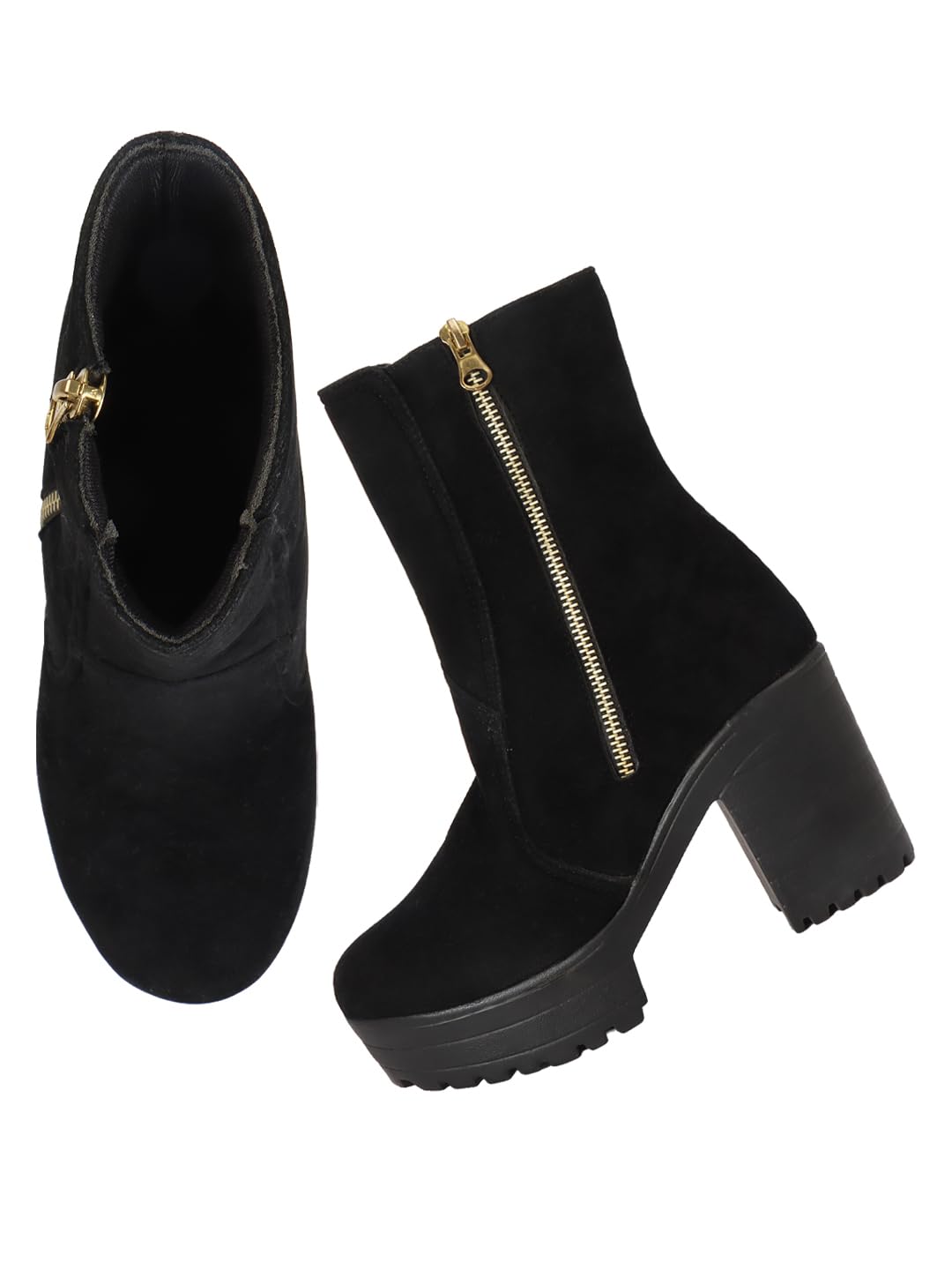 Classy Trendy Comfortable Ankel Length Block Heel Zipper Boots for Womens & Girls-image-44