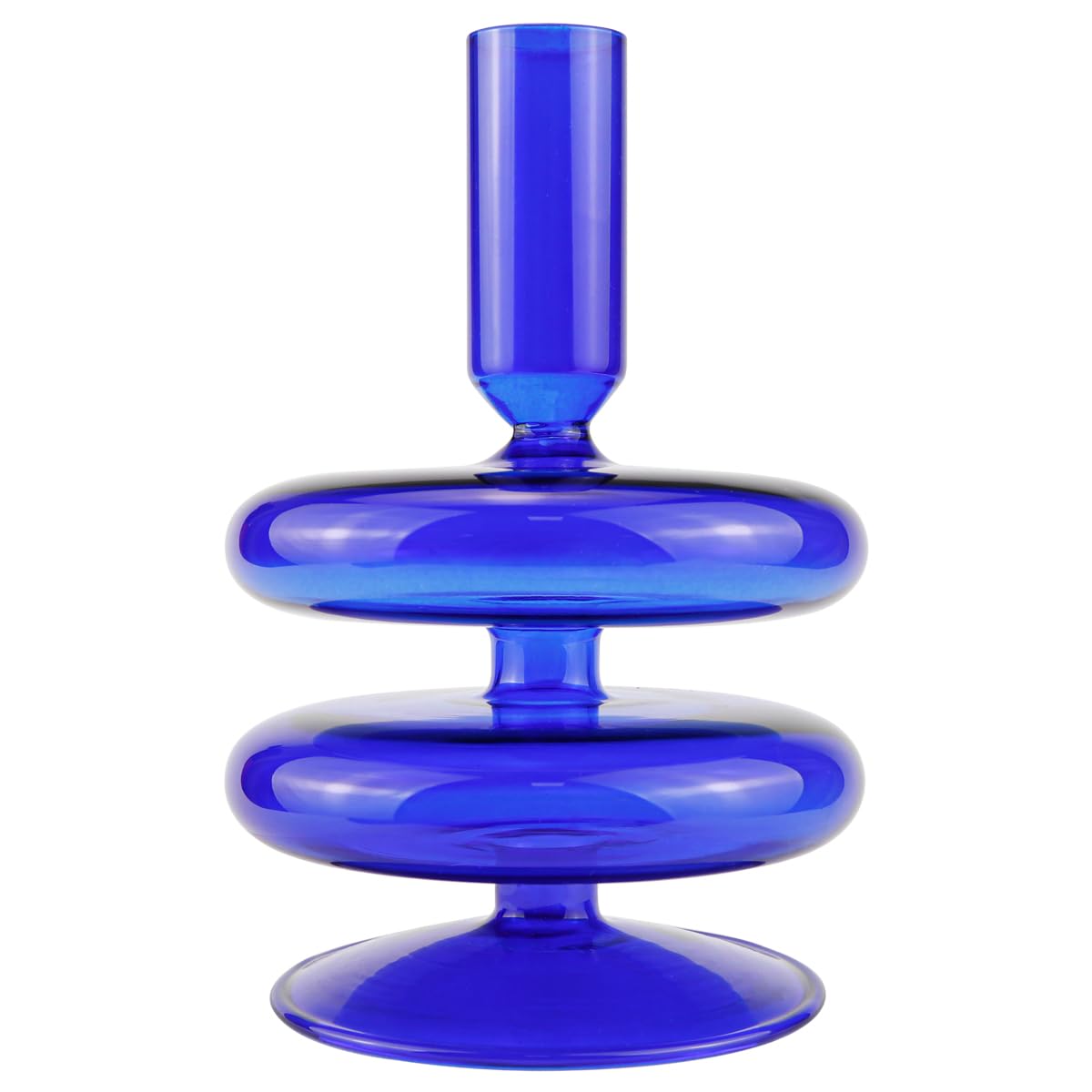 Bougeoir en verre transparent bleu foncé, le cadeau idéal pour Saint-Valentin et fêtes