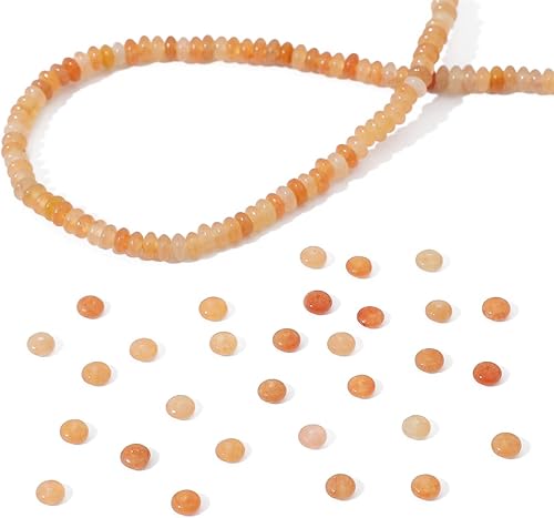 Miniatura 6 de Cuentas de piedra de disco de aventurina roja natural de 0.156 x 0.079 pulgadas, 160 cuentas de piedras preciosas sueltas Rondelle para diseño de