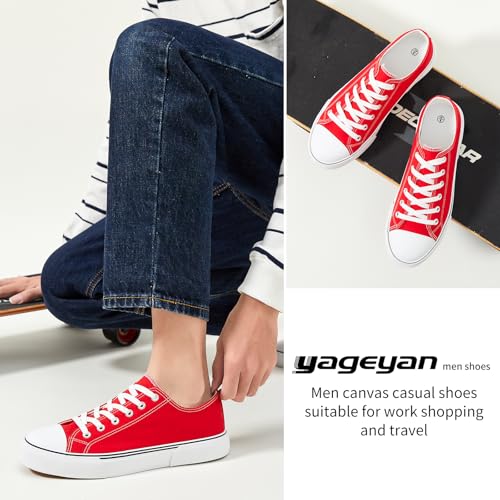 Image of yageyan Men Canvas Low top Shoes Classic Casual Sneakers Black and White Fashion Shoes