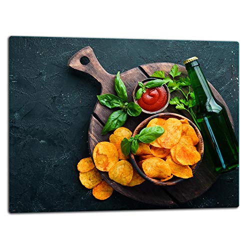TMK ArtDeko – Schneidebrett Glas – Glasschneidebrett für die Küche 52x40 cm – Robust, Hygienisch & Rutschfest – Glas Schneidebrett – Zusätzliche Arbeitsfläche – Vielseitige Nutzung