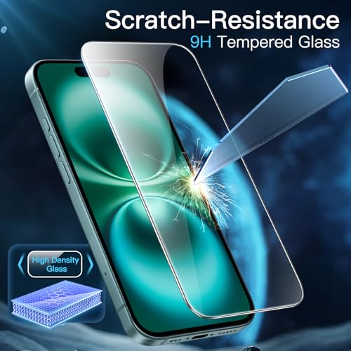 JETech Ochraniacz Ekranu do iPhone 16 Plus 6,7 Cala, Szkło Hartowane Film z Narzędzie Łatwej Instalacji, Przyjazny dla Przypadku, HD Przejaśniać, 3 Sztuki