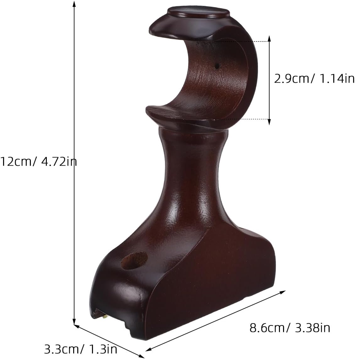 2pcs Wooden Drapery Rod Brackets for 28 Mm/ 1 Inch Pole - Window Curtain Hardware Rods Holder for Bathroom, Bedroom, Living Room, Kitchen Brown