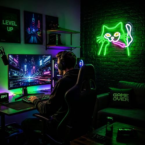 Image of Cat Neon Sign Led Sign Neon Signs for Wall Decor Neon Lights