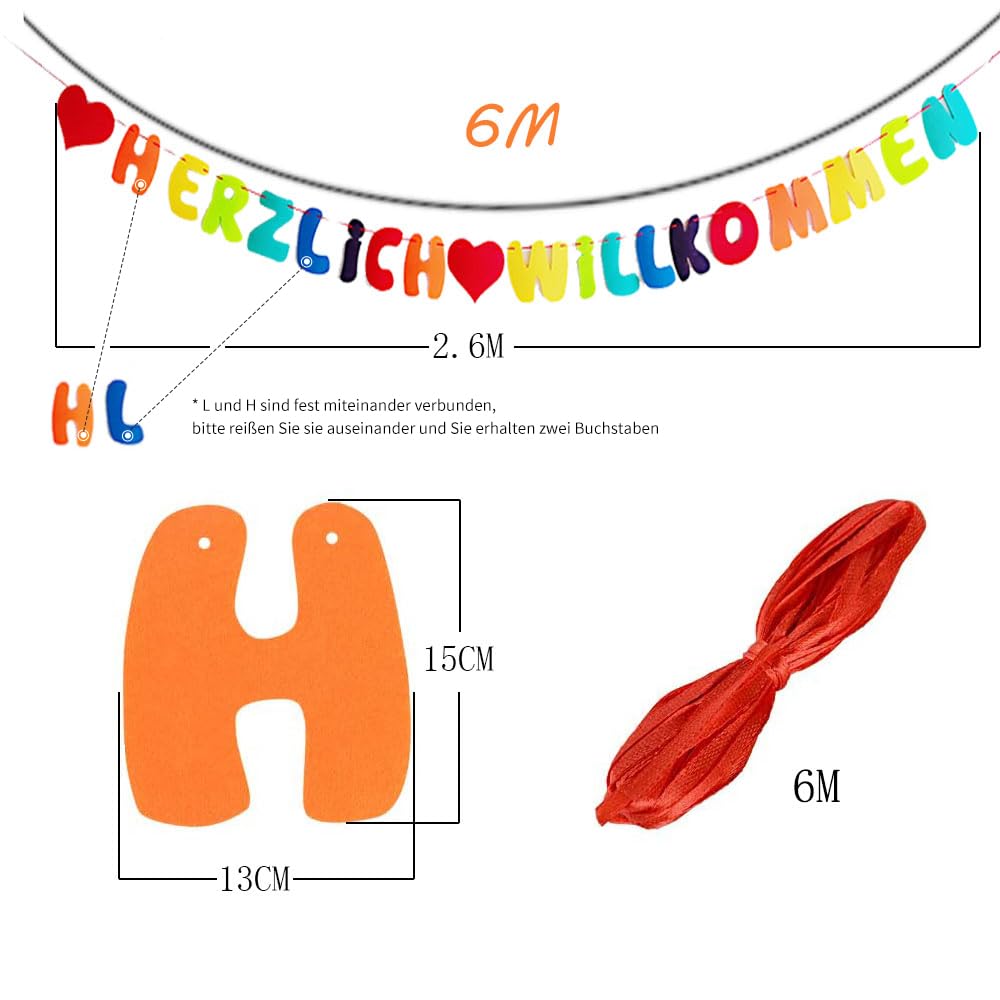 Ecooe Ghirlanda Colorata Willkommen Zuhause - Banner Benvenuti A Casa Con 19 Bandierine E 2 Cordi Di Iuta Da 3 M, Decorazione Per Feste E Famiglia