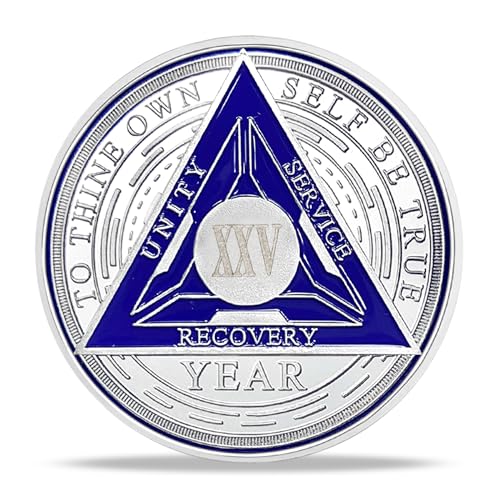 Image of Imasoner 25 Year Sobriety Coin Alcoholics Anonymous Medallion Sobriety Chip Anniversary Token Recovery Gift