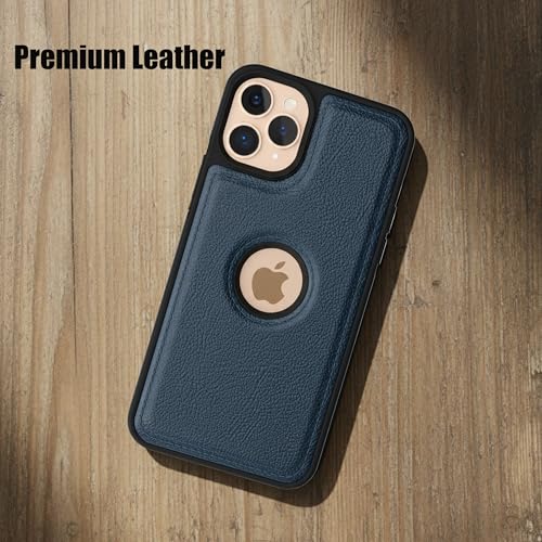Image of Leather Case for Apple iPhone 12 Pro Max Premium Protective Stylish Slim Cover with Shockproof Raised Edges Blue