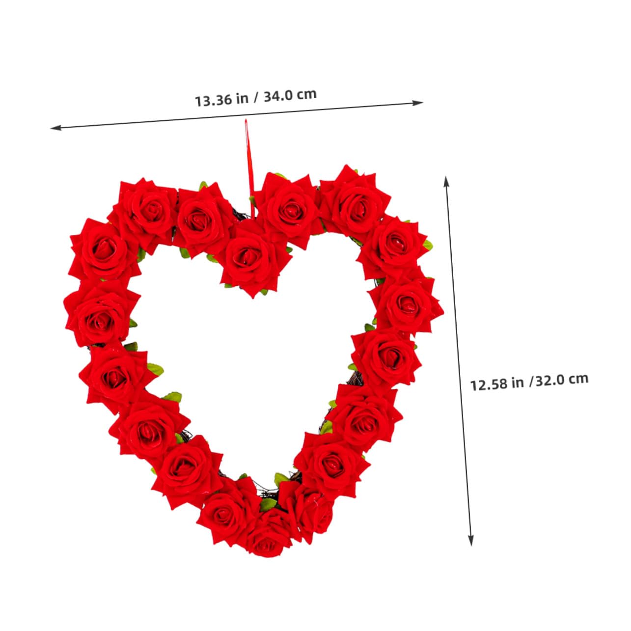 STOBAZA Guirnalda de Rosas Rojas Forma de Corazón para San Valentín para Puerta Principal Decoración Floral Romántica para Bodas y Fiestas de Parejas