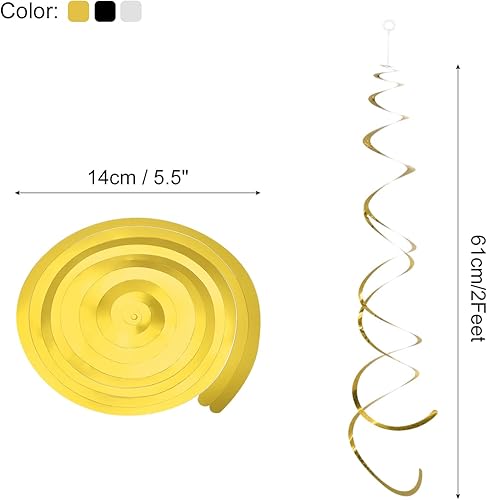 Miniatura 9 de MECCANIXITY 30 espirales colgantes de color rosa claro para fiestas, decoración colgante de doble tira de 27.6 pulgadas, serpentinas de techo de