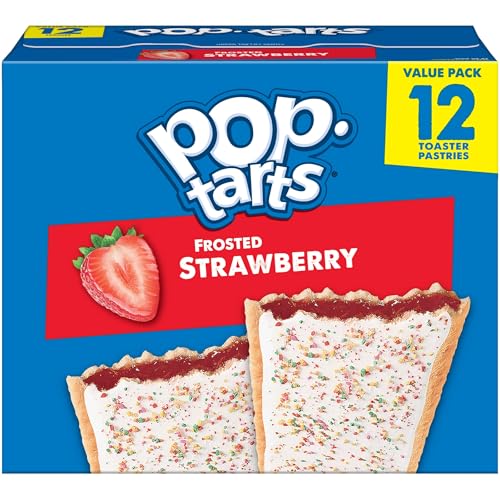 Pop-Tarts Toaster Pastries, Breakfast Foods, Kids Snacks, Frosted Strawberry (12 Pop-Tarts)
