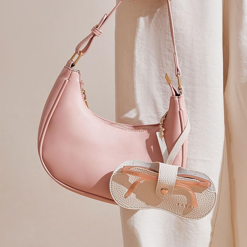 2Pcs Soft Leather Sunglass Bags Eyeglasses Holder Case Slim Portable Glasses Lightweight with Button Clip Wrist Strap for Women Men Summer Outdoor Travel Supplies - Image 5