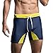Anna & Eric Men's Sexy Swimsuit Compression Boxer Brief Swim Trunks (L:Waistline:34-36", Navy Blue)
