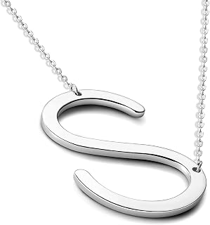 Sterling Silver Sideways Initial Necklace for Women Big Letter Pendant Necklaces for Women Dainty Monogram Necklace Jewelry Gift A-Z