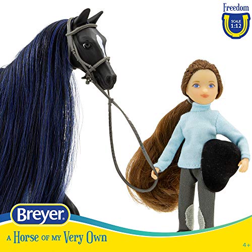 Breyer Freedom Series Horse & English Rider Set - Jet & Charlotte - 9.75\" x 7\" Black Toy Figure, 1:12 Scale, Model #61145