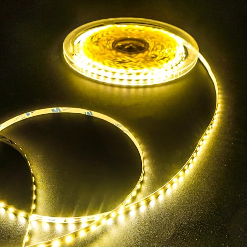 Fosingut 12V LED Strip SMD 2835,10M Ledstrip licht Warm Wit 3000K,120LEDs/m 5mm Niet Waterdicht Tape Licht LED-strook voor Binnen,Keuken,Slaapkamer,Residentieel,Commercieel,Industrieel DIY Decor