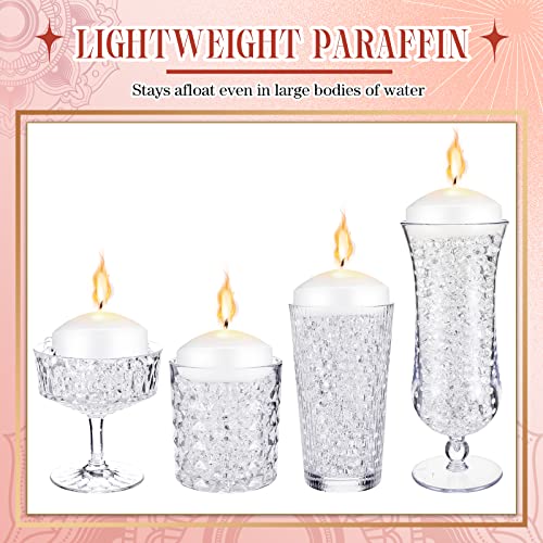 24 Pcs 10 Hour 3 Inch Floating Candles With 60000 Water Vase Filler Wedding Centerpieces For Tables Clear Gel Beads For Vases White Unscented Dripless Wax Discs For Glass Cylinder Wedding Table Decor #TOP4