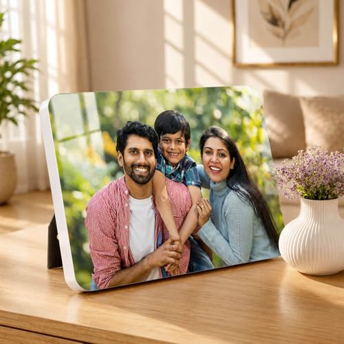 Image of Personalised Glossy Table Photo Frame | Photo Frame Customised Gift for Couple Wife Husband | Anniversary Birthday | HD Print | WPC | 9x7 Landscape