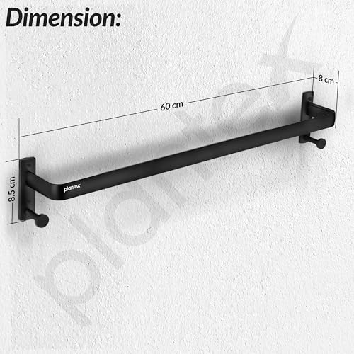 Image of Plantex Towel Holder for Bathroom /24 inch Single Towel Rod /Towel Bar /Towel Hanger /Bathroom Accessories -Pack of 1 (1511, Black)