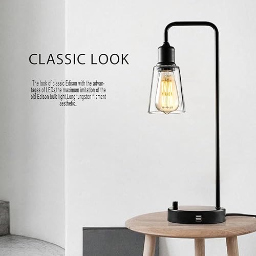 Miniatura 2 de Leools Bombilla LED Edison ámbar vintage regulable de 12 W, equivalente a 100 W, bombillas de filamento de estilo antiguo, vidrio ámbar, blanco