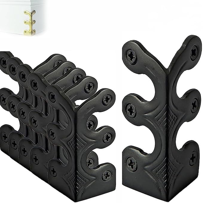 Skiffers Baseboard Corner Protectors,Skirting Board Protectors,Solid Brass Skirting Board Corner Protectors,Baseboard Corner Protectors,Vintage Solid Brass Skirting Board Protectors (Black, 5 pcs)