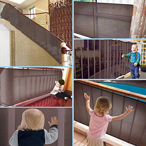 Kinderveiligheid Trappen Net, 3+3 meter Indoor Balkon en Trap Veiligheidsnet, Veilig Rail Netto Protector Balkon/Trapreling Veiligheidsnet voor Kinderen Huisdier Speelgoed Stevig Mesh Stof Materiaal Koffie - Image 7