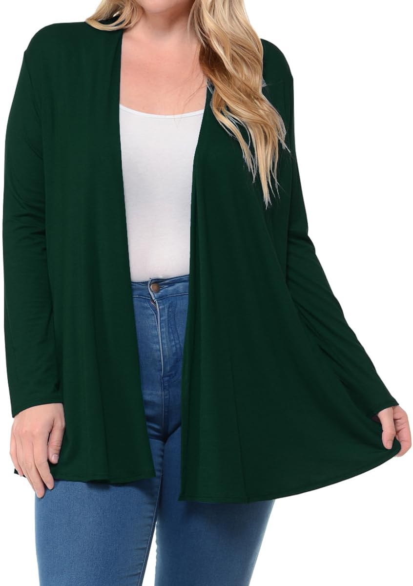 Pastel by Vivienne Women's Long Sleeve Jersey Plus Size Cardigan