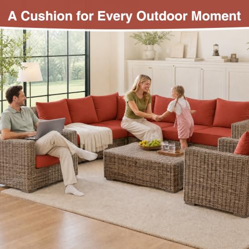 Image of Favoyard Outdoor Patio Seat Cushions Set, 19 x 19 Inch, Waterproof, Red
