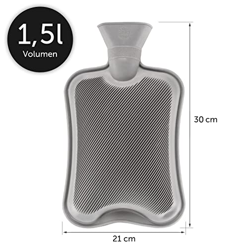 Blumtal Wärmflasche mit Vliesbezug und 1,5 Litern Fassungsvermögen