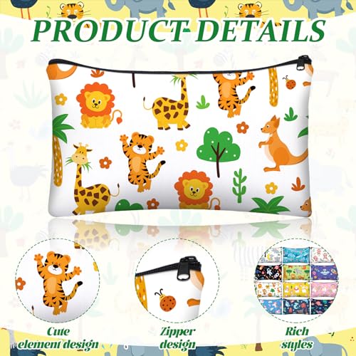 Image of Affrolling 36 Pcs Cartoon Animal Pencil Case Bulk Cute Cartoon Pencil Pouch Multicolor Canvas Pen Bag Organizer with Zipper Stationery Back to School Supplies(Funny)
