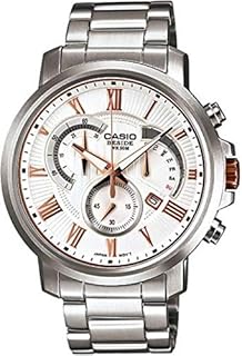 ساعة كاسيو للرجال BEM-506BD-7A- انالوج، كاجوال، بمينا أبيض، بسوار فضي