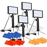 Emart 60 LED Continuous Portable Photography Lighting Kit for Table Top Photo Video Studio Light Lamp with Color Filters - 4 Packs