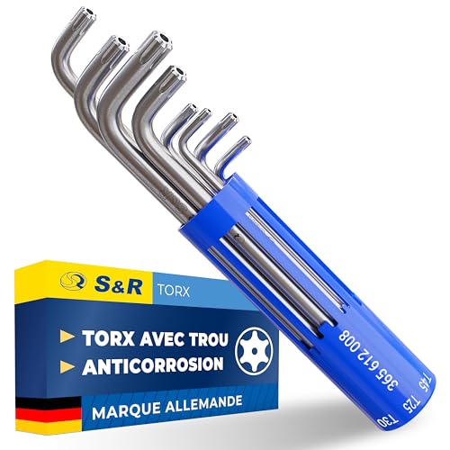 S&R Clefs Torx Creuses - Jeu de 8 Clés Allen Torx percée à étoile TX10 – TX50 Pour Vélos Montage et Assemblage