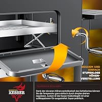 KESSER® Grill Grillwagen BBQ Smoker XL Holzkohlegrill mit Deckel, Rädern, Edelstahl-Griff, Grillrost, Thermometer, & Silikon-Pinsel, Standgrill, Kohlegrillwagen – Ansicht 5