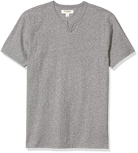 Amazon Brand - Goodthreads Men's Soft Cotton Short-Sleeve Notch-Neck T-Shirt, Grey Heather, Medium