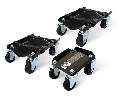 MaxxHaul 50859 - Juego de rodillos móviles para motos de nieve, capacidad de carga de 1500 libras, deslizante, almohadillas de goma antideslizantes,