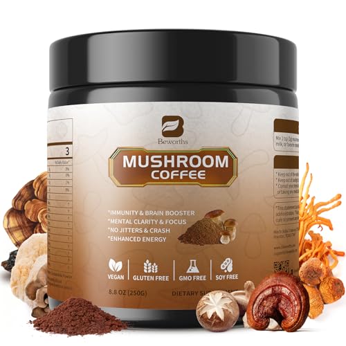 Mushroom Coffee - 10 Mushroom Instant Coffee with Lion's Mane, Reishi, Chaga, Cordyceps, Turkey Tail - Arabica Coffee Powder for Immune Booster, Mental Clarity & Focus, Digestion Health | 83 Servings