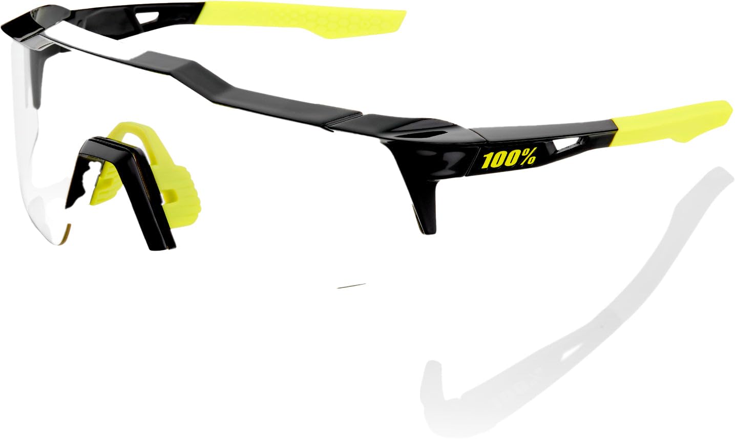 100% Speedcraft SL Sport Performance Sunglasses - Sport and Cycling Eyewear (Gloss Black - Photochromic Lens)