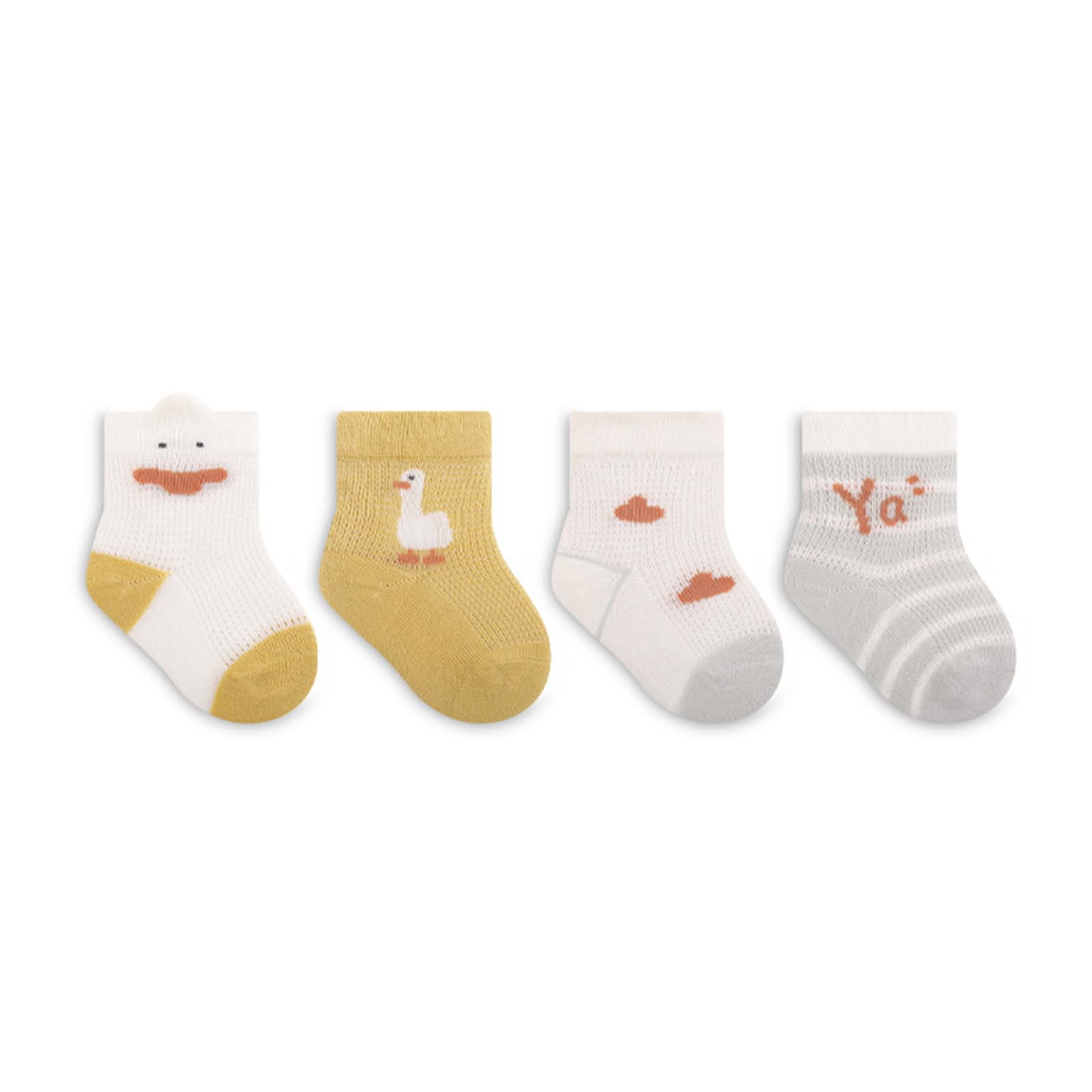 GRABAGECAN Pack of 4 Pair Baby Socks Lightweight Boneless Cotton Socks Soft & Breathable Infant Socks for Daily Party Wear