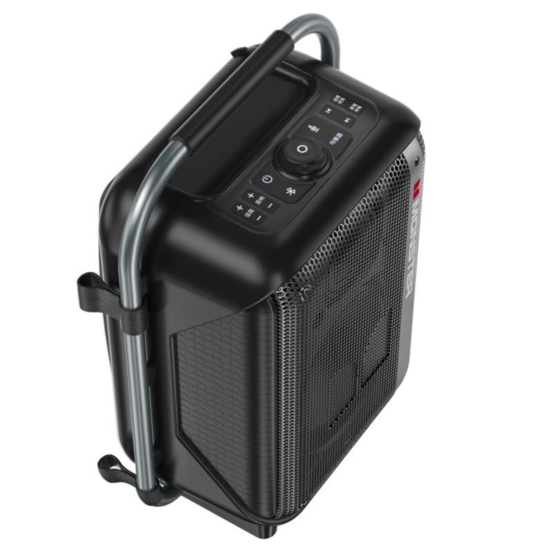 Monster MS-TG2 Traveler Altavoz Bluetooth Portátil, 200 W, IPX5, Bluetooth 5.3, Batería 4000 mAh, con Micrófono Dual, Entradas AUX/TF/USB, 41.1x29.7x19.3 cm